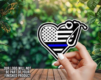 Thin Blue Line Flag Stethoscope - Vinyl Decal - Window Decal - Car Decal - Window Sticker