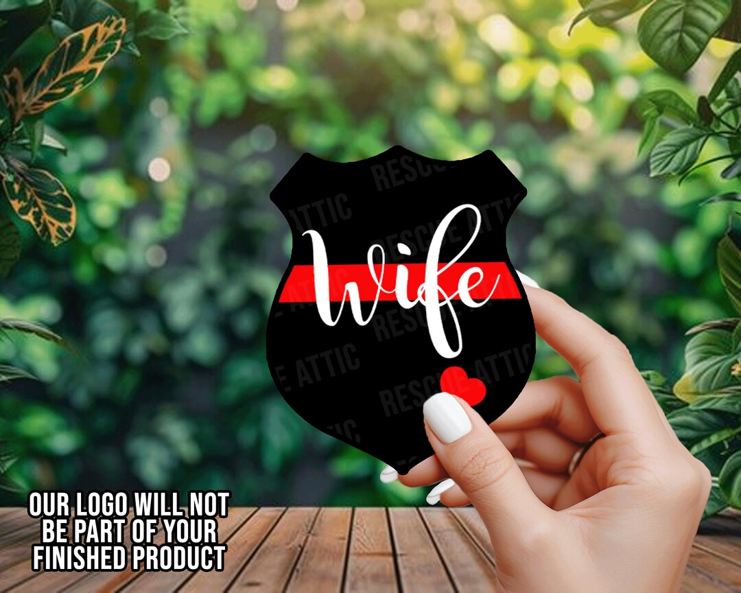 Firefighter Wife Thin Line Shield - Fire Wife - Thin Red Line - Vinyl ...