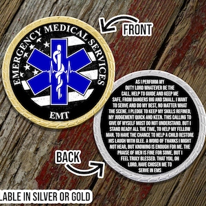 EMT Prayer Challenge Coin - Emergency Services - First Responder - Personalized Gift - Department Gifts - Company Gift