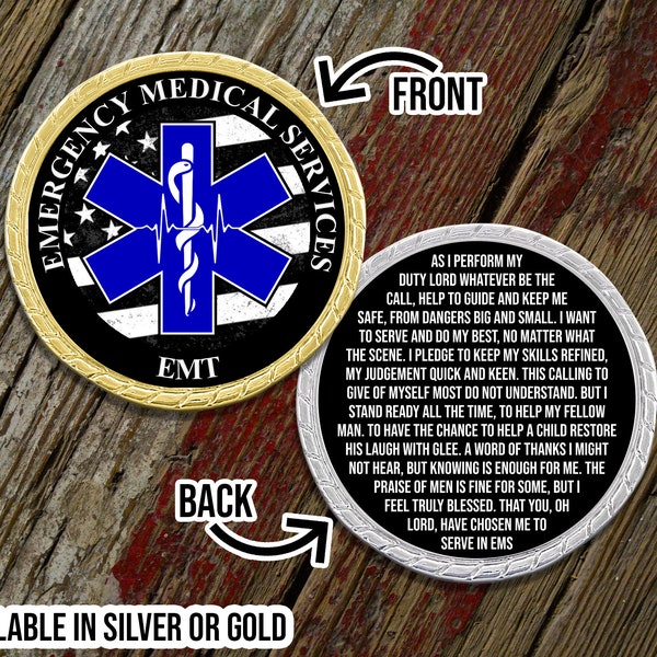 EMT Prayer Challenge Coin - Emergency Services - First Responder - Personalized Gift - Department Gifts - Company Gift