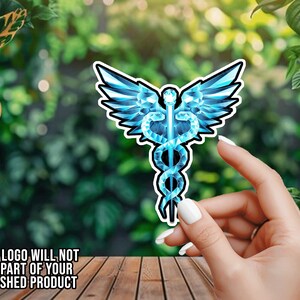 Blue Glass Caduceus - Nurse Decal - RN - MD - EMS - Vinyl Sticker - Window Decal - Car Decal - Window Sticker