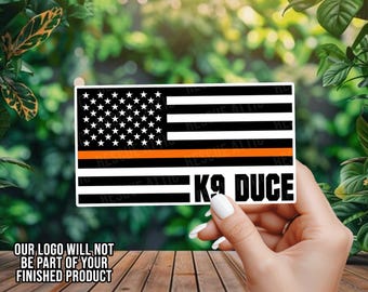 K9 Orange Line Flag Decal - Personalized K9 - Vinyl Decal - Window Decal - Car Decal - Window Sticker