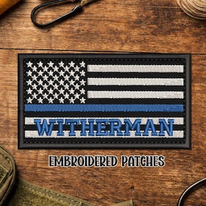 Personalized Blue Line Flag Embroidered Patch – Law Enforcement Gear