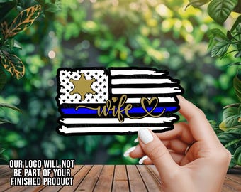 Sheriff Star Wife Thin Line Flag - Police Wife - LEO Wife - Vinyl Decal - Window Decal - Car Decal - Window Sticker
