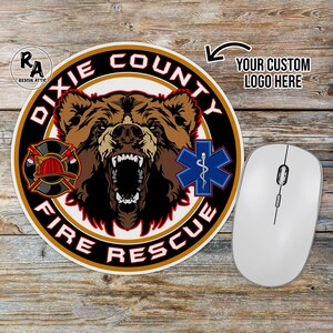 Custom Department Logo Mousepad – Fireman Gift, Fire Department Desk Accessory, Thin Red Line Office Decor, Fire Academy Graduation Gift