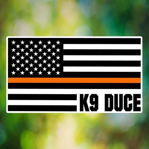 K9 Orange Line Flag Decal - Personalized K9 - Vinyl Decal - Window Decal - Car Decal - Window Sticker