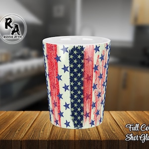 Patriotic Full Color Shot Glass - Custom Shot Glass - Patriotic Gift - USA - American Pride