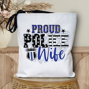 Proud Police Wife Shield Tote Bag