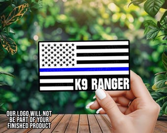 K9 Blue Line Flag Decal - Personalized K9 - Vinyl Decal - Window Decal - Car Decal - Window Sticker