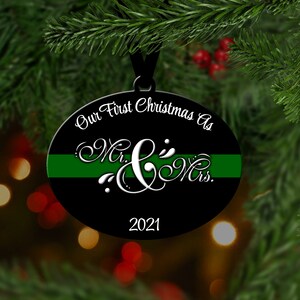 New Couple - Thin Green Line Christmas Ornament - Military Christmas Ornament - Soldier - Xmas Decor - Christmas - First Christmas
