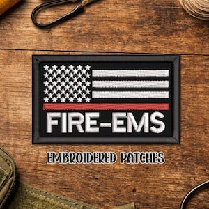 Fire EMS Flag Patch – Custom Red Line Flag, Embroidered