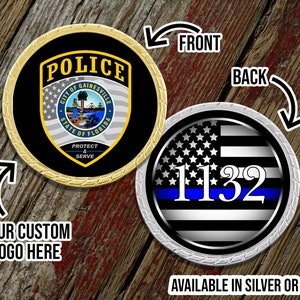 Custom Designed Blue Line Challenge Coin - Pocket Coin - Emergency Services - Personalized Gift - Department Gifts - Company Gift