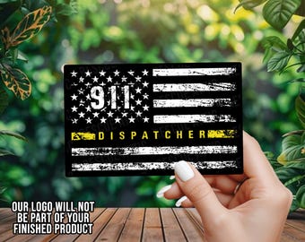 911 Dispatcher Flag Distressed - Thin Yellow Line - Vinyl Decal - Window Decal - Car Decal - Window Sticker