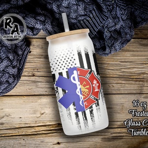 Fire Rescue Glass Can Mug - Firefighter - EMT - Paramedic - Fire Department