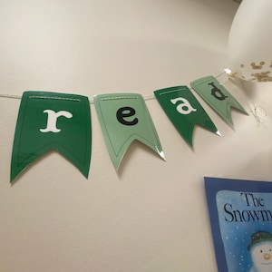 Bannière verte Let's Read, décoration de la salle de classe (téléchargement numérique)
