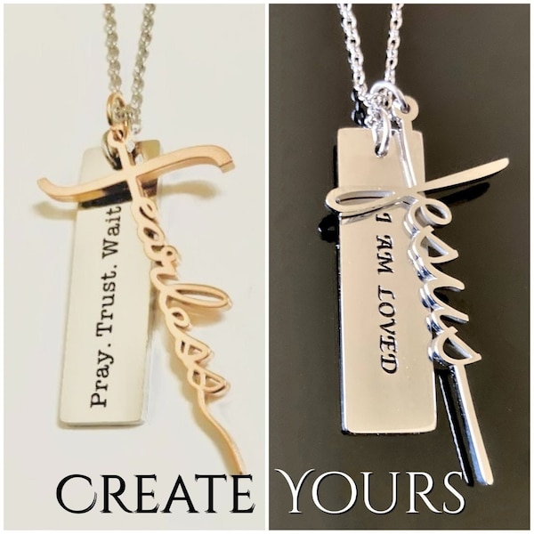 Woman Faith cross layered necklace.  Create custom necklace.