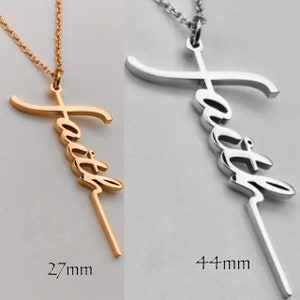 FAITH Cross necklace in rose gold silver or gold, 2 sizes, Christian womans gift, religious gift, Christian birthday, woman cross necklace