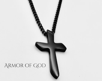 Men's cross necklace , religious men's gift,Cross necklace man,black cross necklace,Christian mens cross, Gift for him, baptism