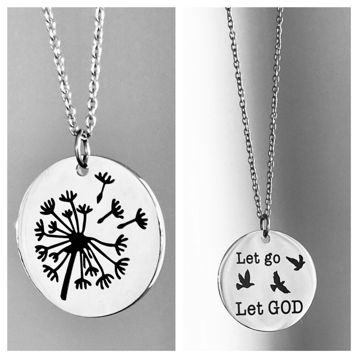 Faith Necklace Woman. Two Sided Faith Necklace. Let Go Let God Etsy