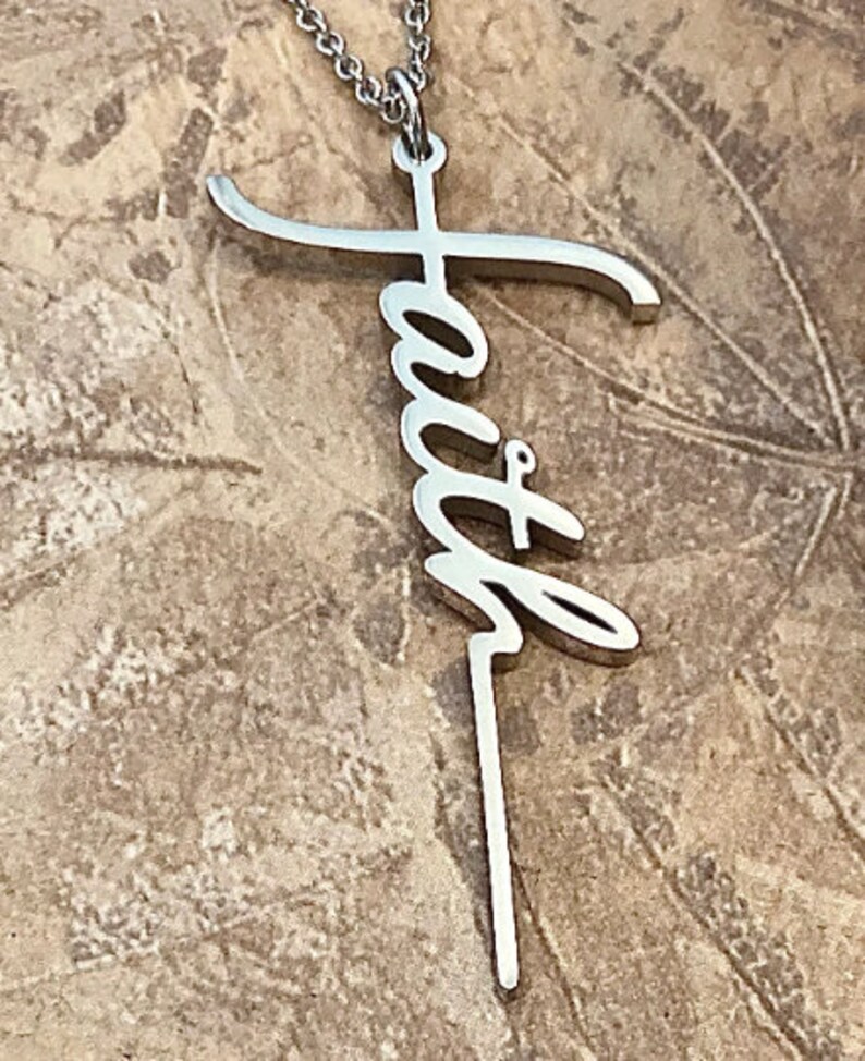 Women's Faith Cross Necklace I Am Enough Necklace Etsy