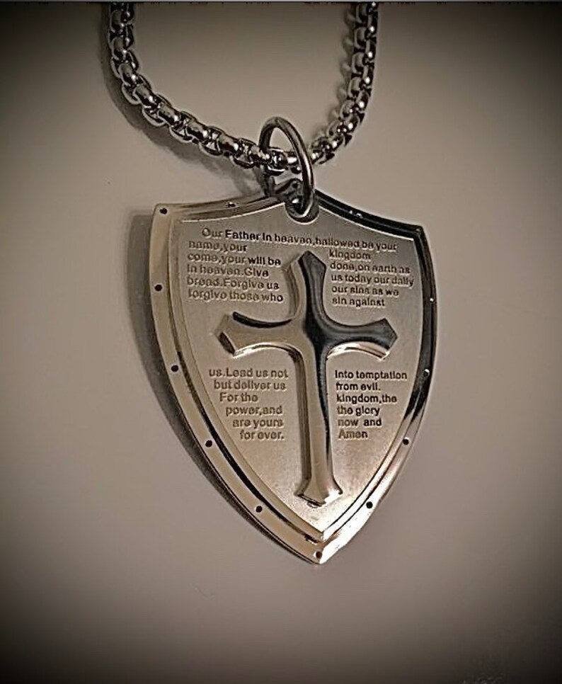 Men's Cross Necklace Lord's Prayer Necklace Etsy Australia
