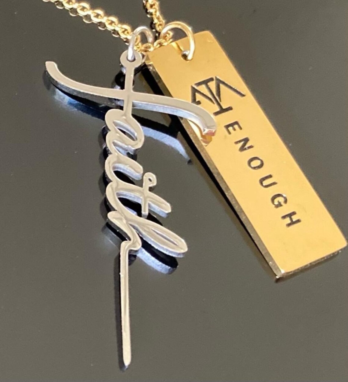 Women's Faith Cross Necklace I Am Enough Necklace Etsy