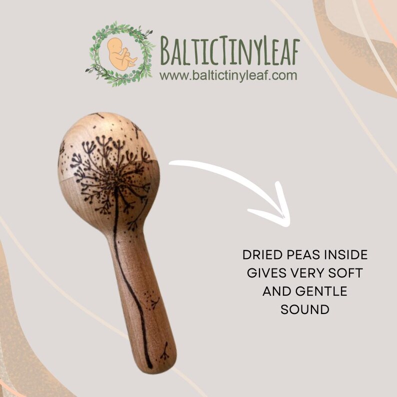 Hand Engraved Beech Wood Rattle Maracas, Montessori Wooden Rattle ...