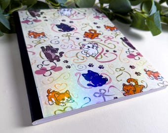 Ribbon Cats Holographic Composition Notebook, 160 Pages, College Ruled, Kittlins