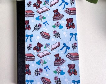 Mini Bears and Books Blue Composition Notebook, 120 Pages, Holographic, College Ruled, Pocket Journal