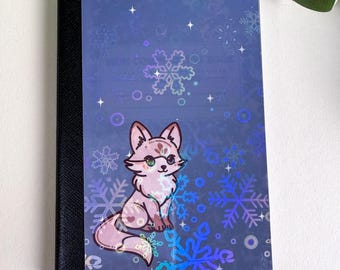 Mini White Fox Woodland Composition Notebook, 120 Pages, Holographic, College Ruled, Pocket Journal