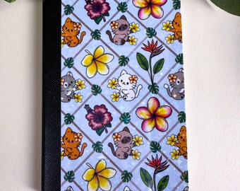 Mini Tropical Cats Light Blue Paradise Holographic Composition Notebook, 120 Pages, College Ruled