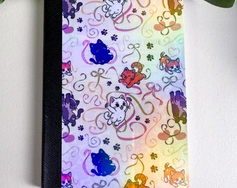Mini Ribbon Cats Holographic Composition Notebook, 120 Pages, College Ruled, Pocket Journal