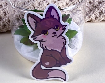 Brown Fox Vinyl Sticker, 3 Inch, Soft Rainbow Holographic, Woodland Animal Decal, Water Bottle, Journal & Planner Sticker