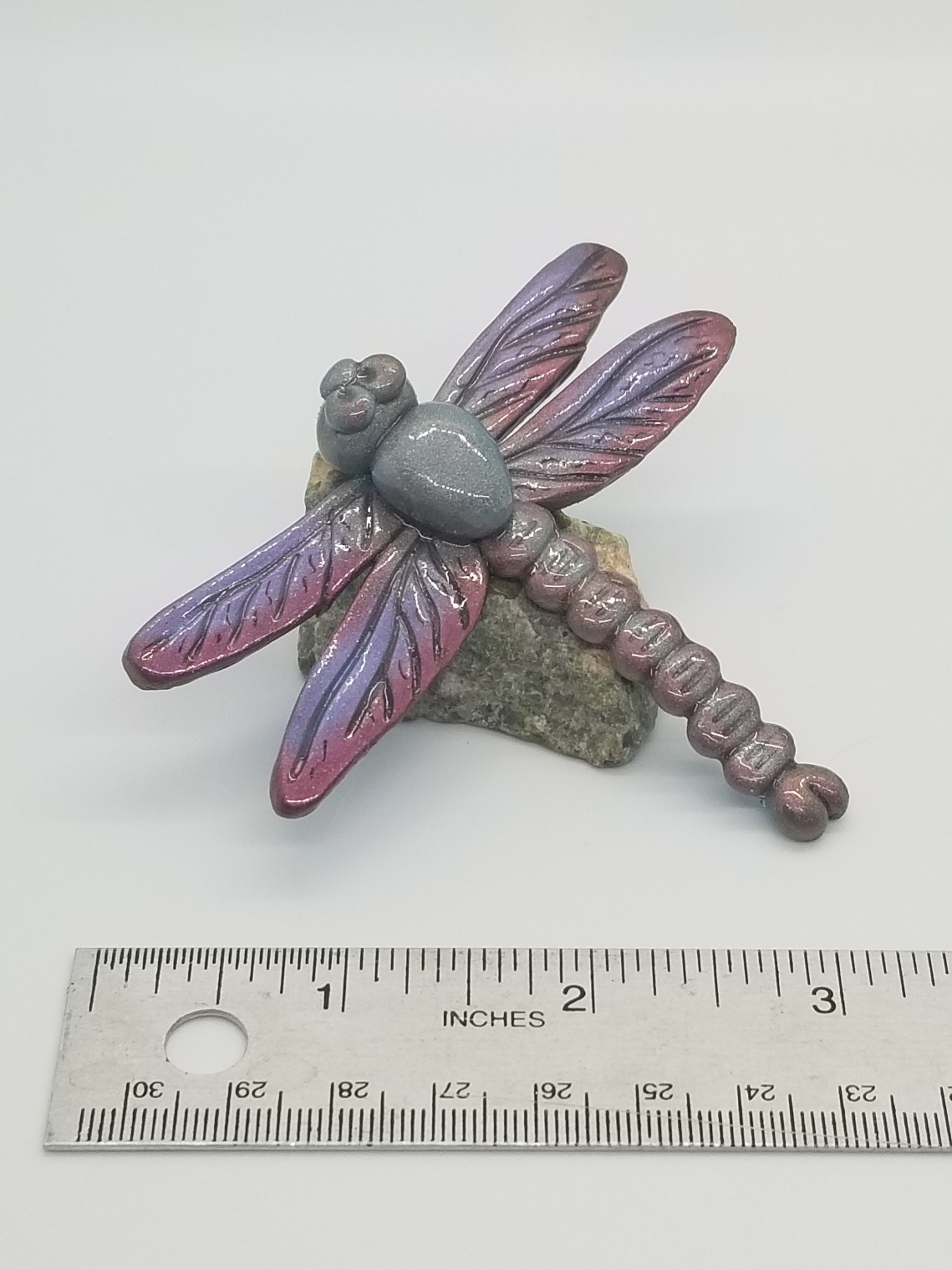 Dragonfly Polymer Clay with Purple Pink and Holographic Etsy