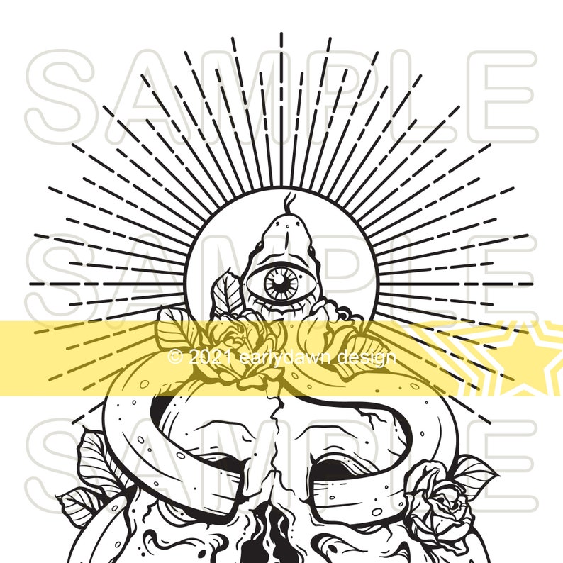 Printable Halloween Coloring Page Magical Snake and Skull Coloring Page ...