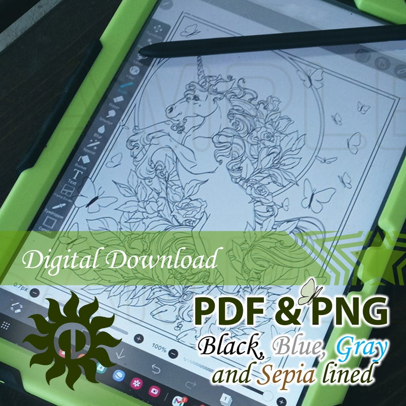 Unicorn Coloring Page for Adults Printable Coloring Page Etsy