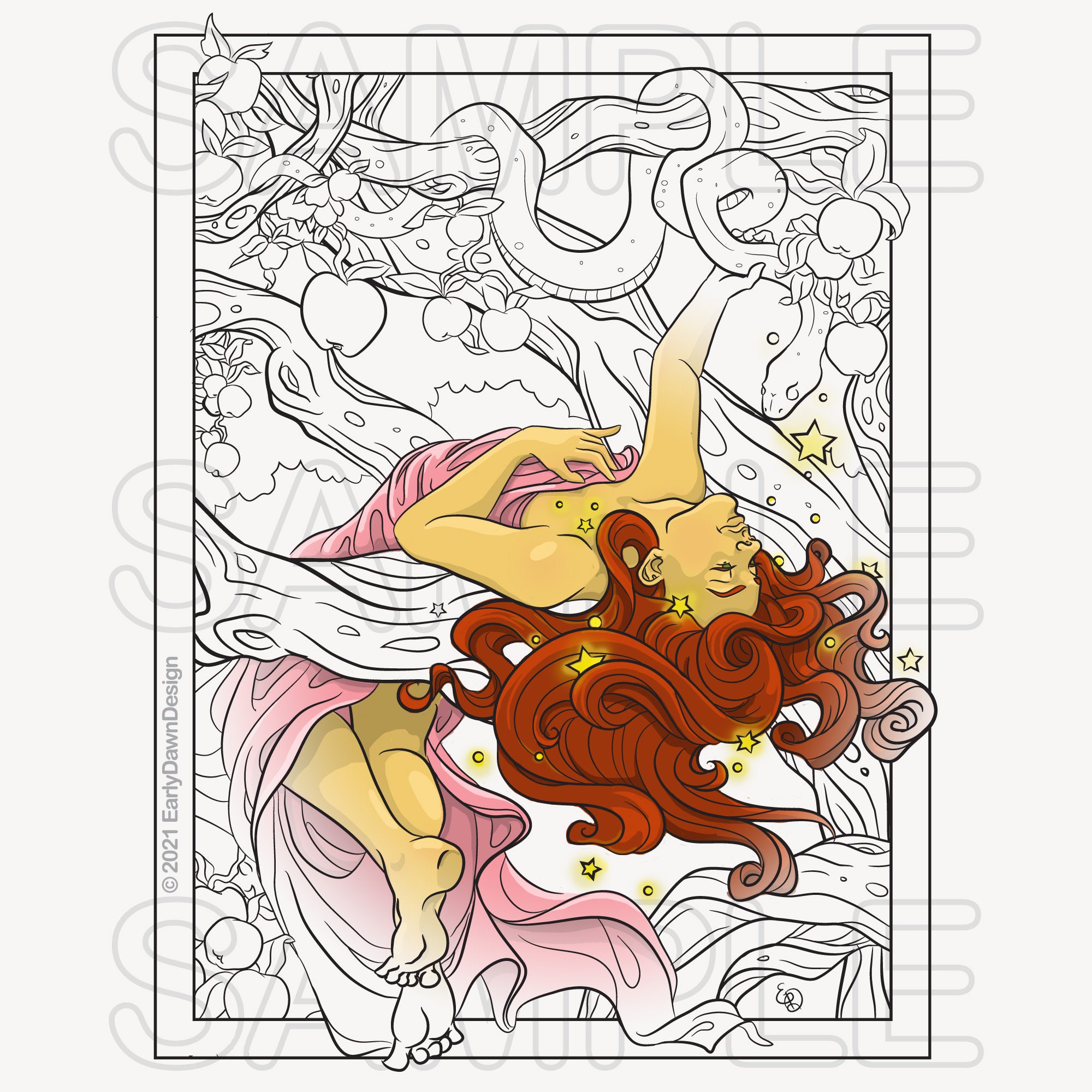Daughter of Eve: page 6 Printable Adult Coloring Page | Etsy