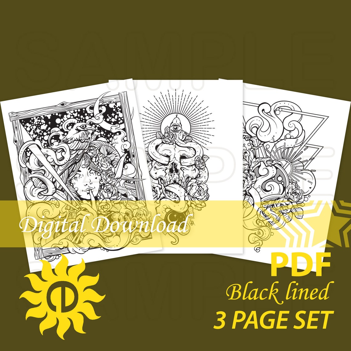 Witch Coloring Pages 3 Pack Witchy Illustration Dark Fantasy - Etsy