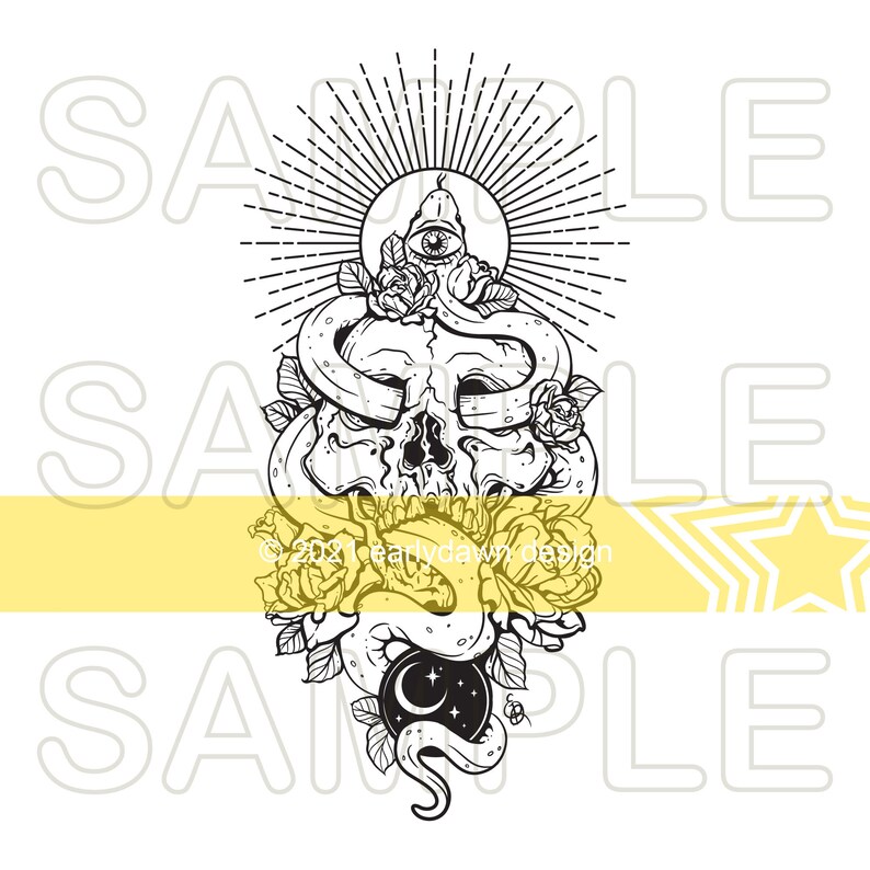 Printable Halloween Coloring Page Magical Snake and Skull Coloring Page ...