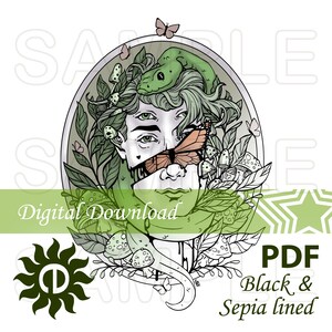Stoner Coloring Page, Psychedelic Nature Boy, Trippy Coloring Page for Adults and Teens, Mushroom Art, Printable Illustration, Gray