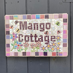 Mosaic House Number Sign: Custom Address Plaque