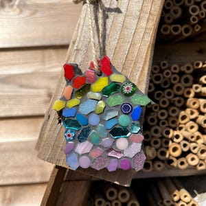 Rainbow mosaic house, garden decor, new home gift