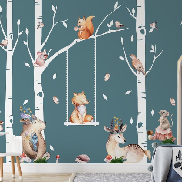 Forest wall stickers for children animals in the forest decoration