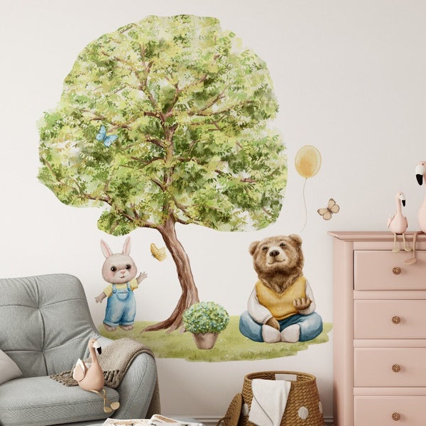 Wall stickers for children, TEDDY BEAR, balloon, butterflies, tree