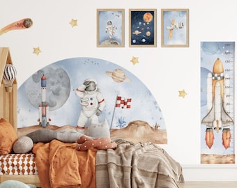 Space Wandaufkleber für Kinder und Kinderzimmer, Space Themed Nursery, SPACE Aufkleber FÜR KINDER Aquarell Planet Rakete