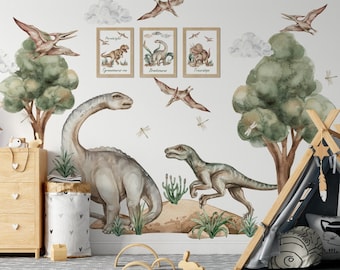 Dinosaur wall stickers for kids dino t-rex watercolor XL, wall sticker for kids and nursery