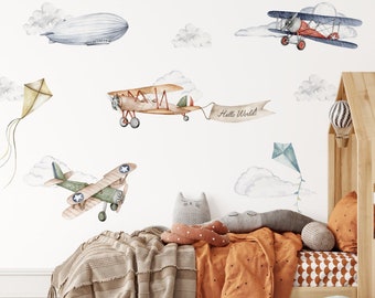 Airplanes kites clouds for a child's room wall stickers