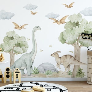 Naklejki na ścianę DINOZAURY brontosaur XL for kids t-rex dinosaur on the wall zdjęcie 1