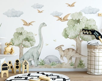 Naklejki na ścianę DINOZAURY brontosaur XL for kids t-rex dinosaur on the wall