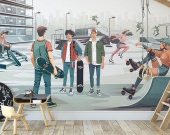 Papier peint mural SKATE PARK pour adolescents